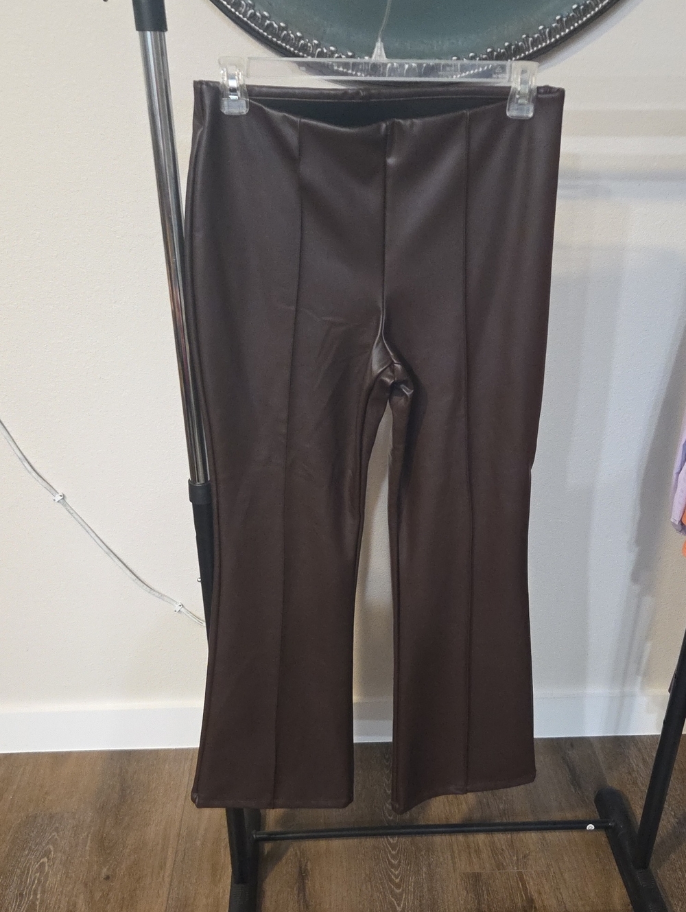 a new day Dark Brown Faux-Leather Flare Pants
